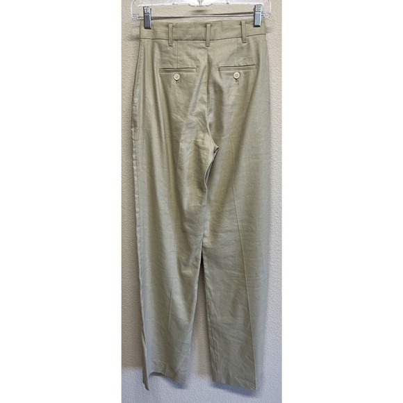 Aritzia Wilfred Trieste Linen Blend Pants Women Size 00 Beige Olive NEW - Picture 4 of 12